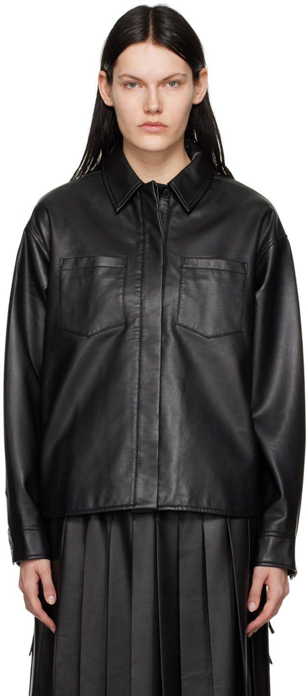Han Kjobenhavn Black Oversized Faux-leather Shirt