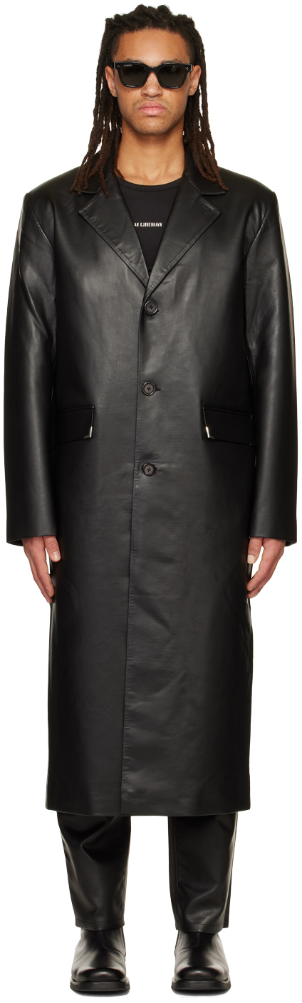 Han Kjobenhavn: Black Slim Faux-Leather Jacket | SSENSE Canada