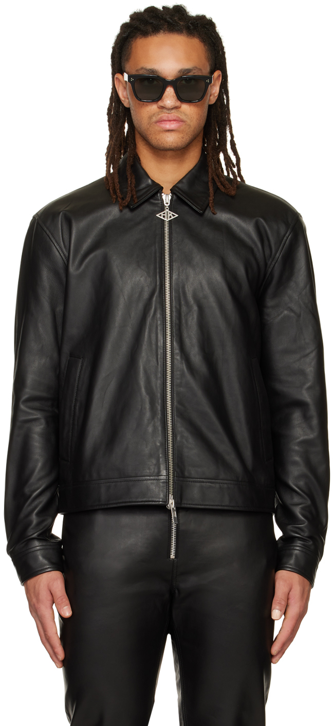 Han Kjobenhavn: Black Pilot Leather Jacket | SSENSE Canada