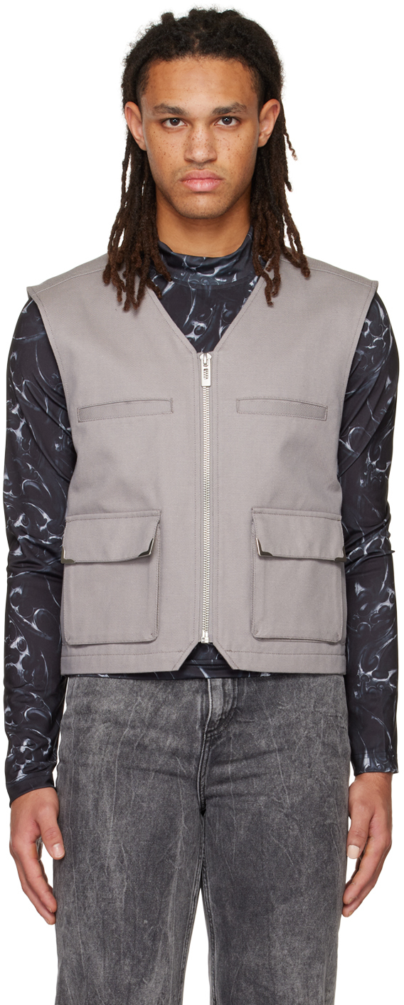 SSENSE Men Clothing Jackets Gilets Gray Cotton Vest 