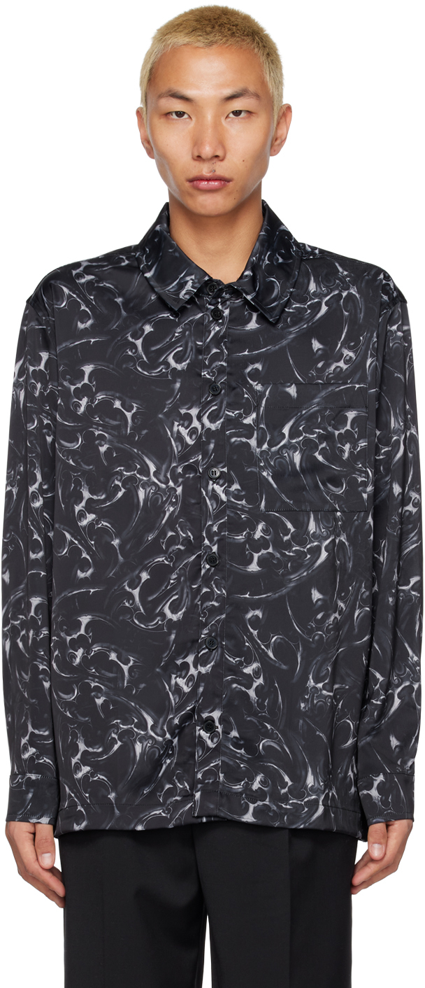 Black Chrome Long Sleeve Shirt by Han Kjobenhavn on Sale