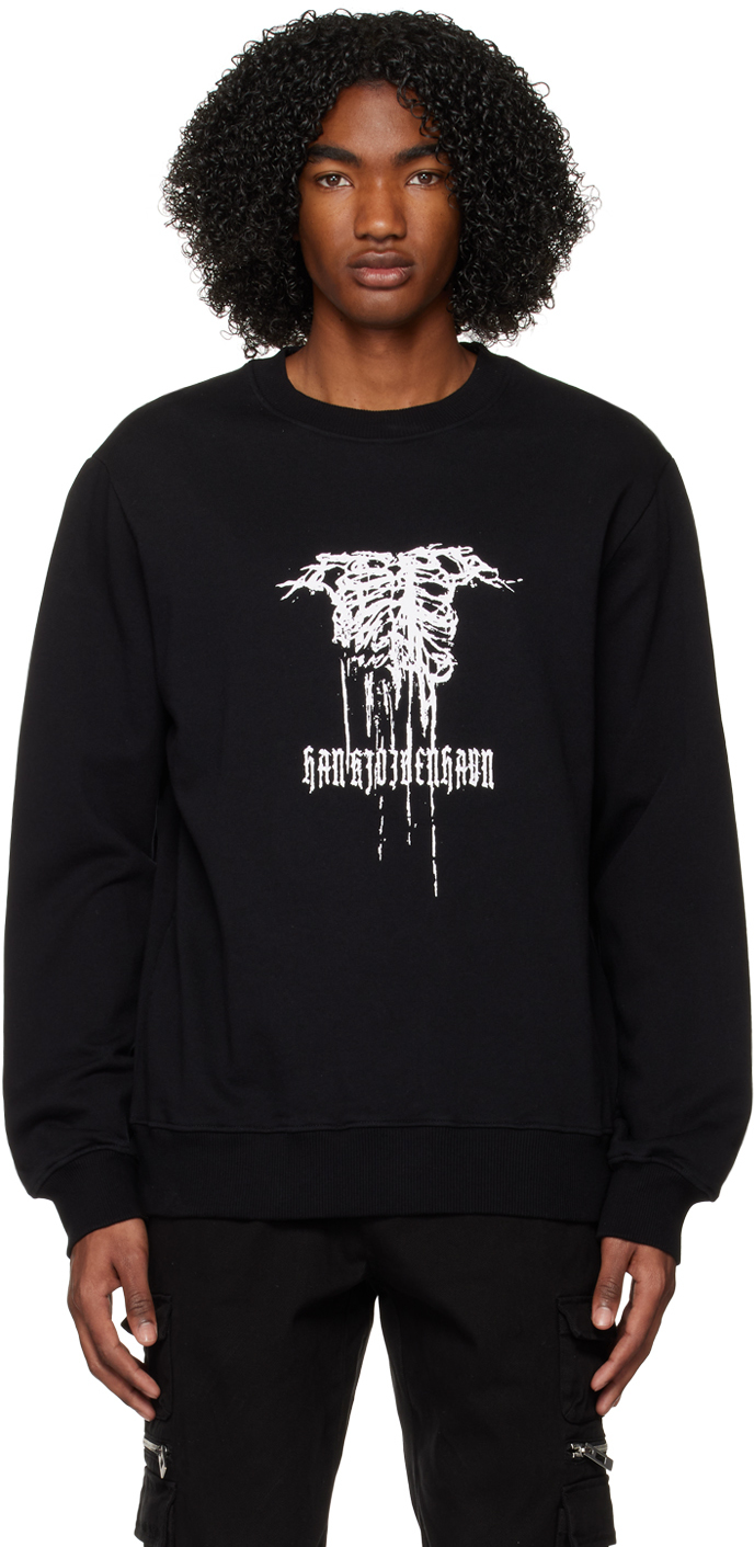 Han Kjobenhavn: Black Printed Sweatshirt | SSENSE