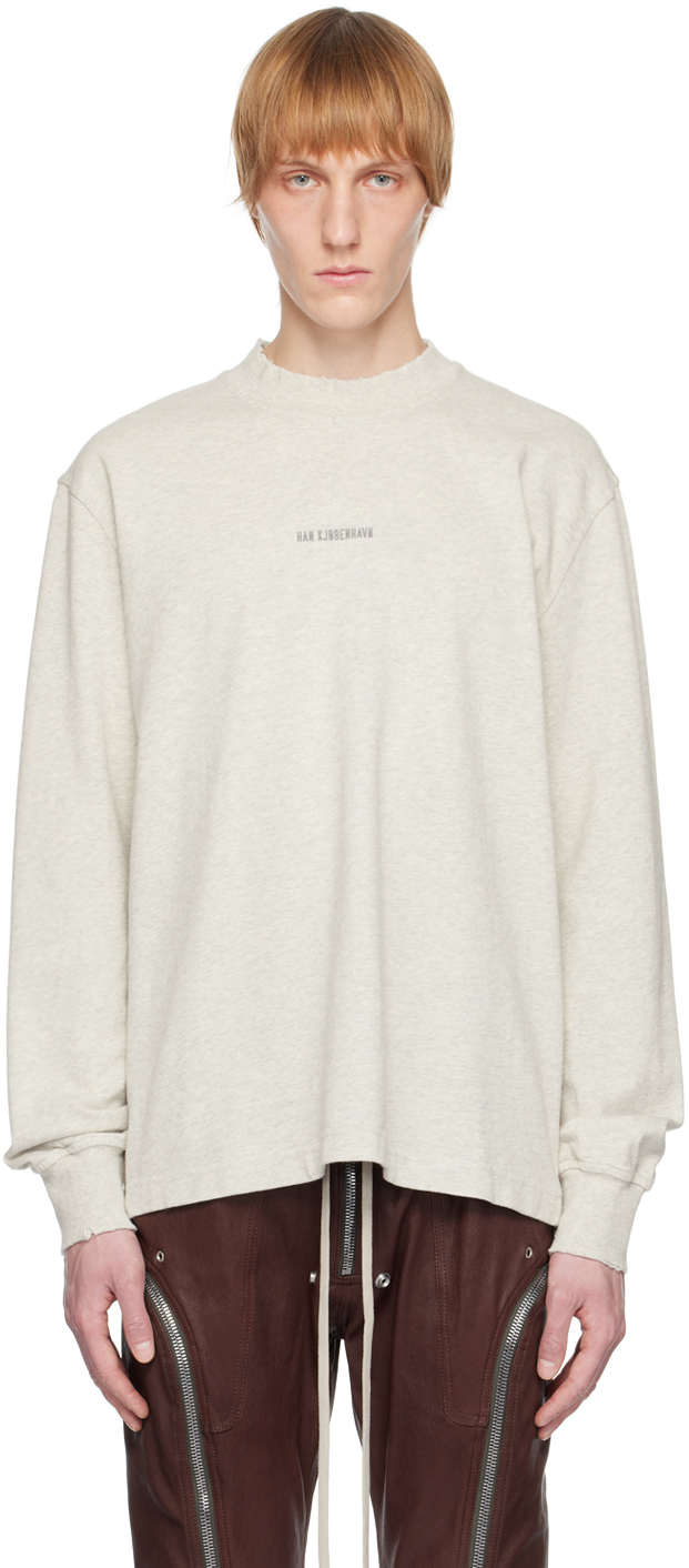 Han Kjobenhavn Grey Distressed Long Sleeve T-shirt In Distressed Grey Mela
