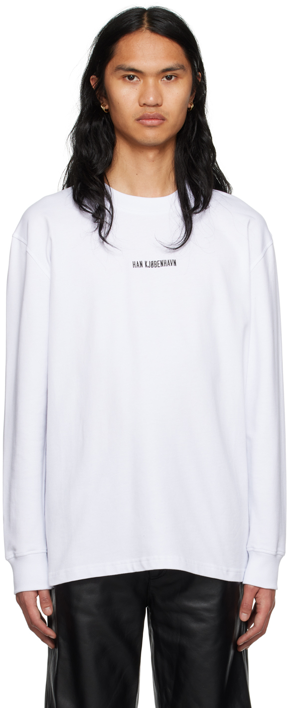 SSENSE Exclusive White Long Sleeve T-Shirt by Han Kjobenhavn on Sale