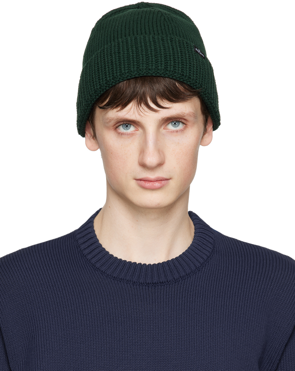 Stone Island Berretto Ribbed-knit Beanie Hat In Green