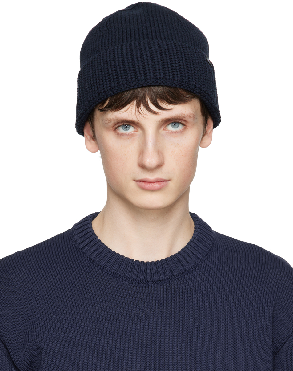 Stone Island Navy Ribbon Beanie In V0020 Navy Blue