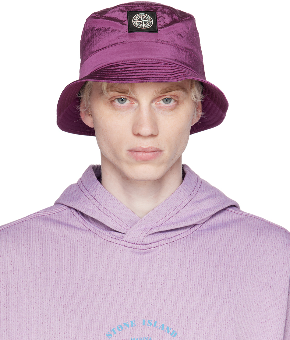 Shop Stone Island Purple Patch Bucket Hat In V0045 Magenta