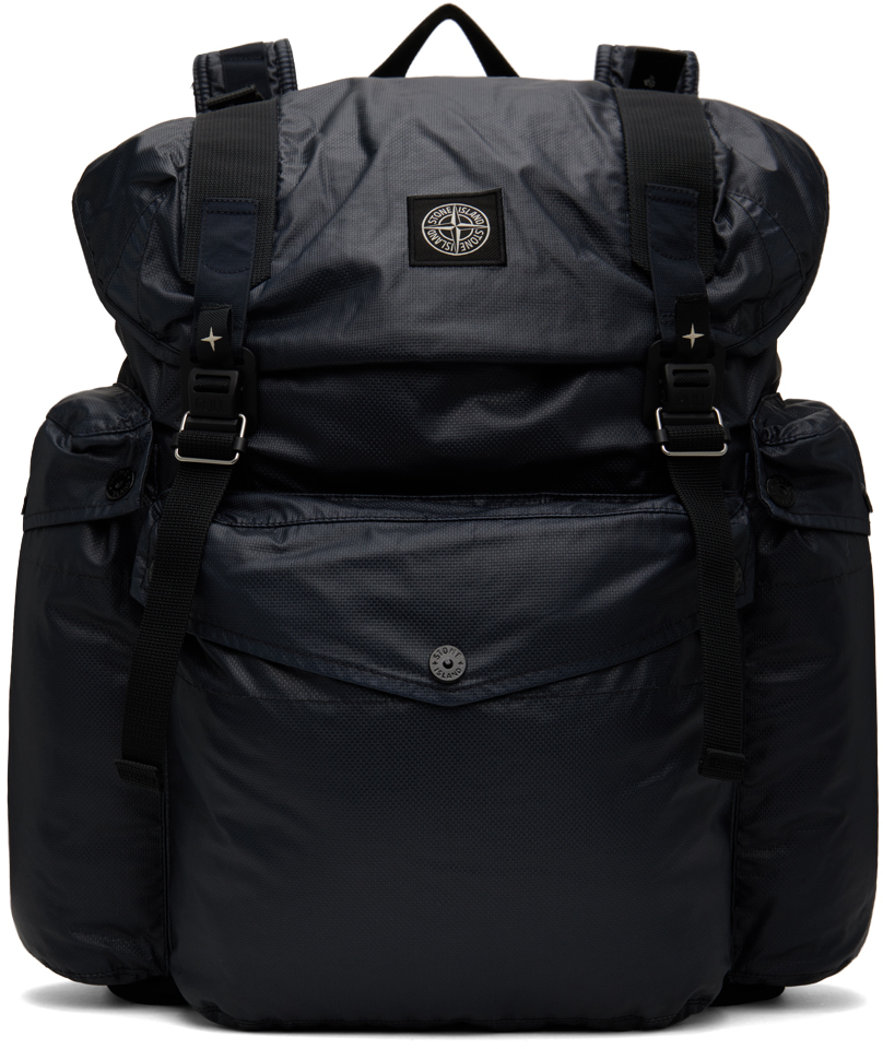 Stone Island Navy Mussola Gommata Backpack In V0020 Navy Blue | ModeSens