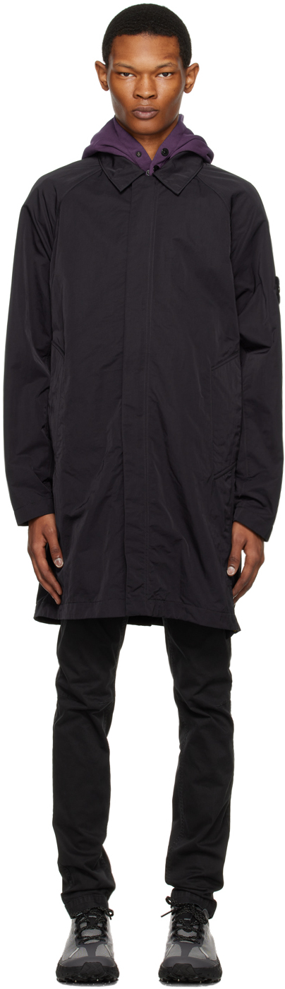 Stone Island Ghost Compass-patch Parka Coat In Schwarz