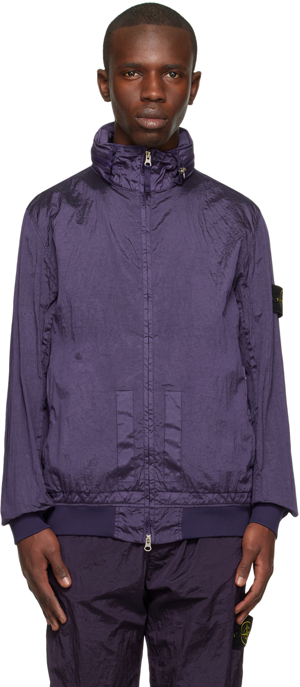Stone Island: Purple Garment-Dyed Jacket | SSENSE