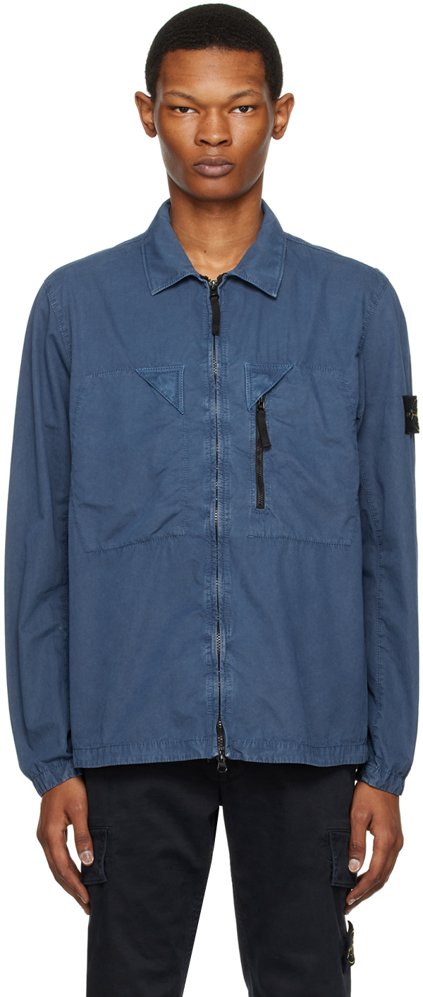 Stone Island Navy Garment-dyed Jacket In V0124 Dark Blue