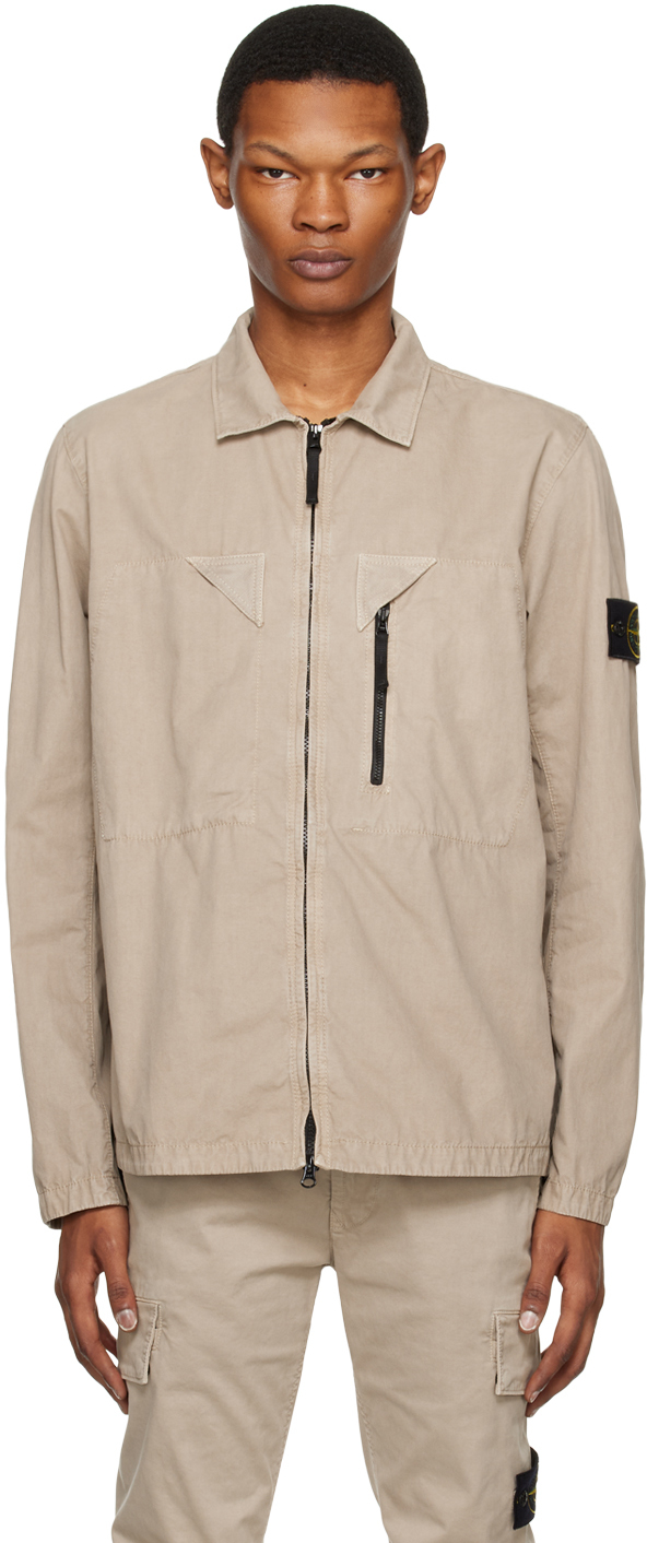 Stone Island: Gray Garment-Dyed Jacket | SSENSE UK