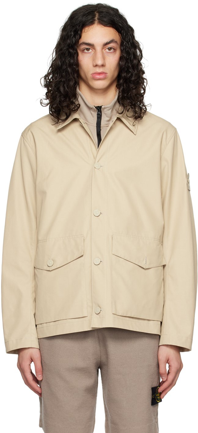 Stone Island Beige Monochromatic Jacket In V0090 Beige