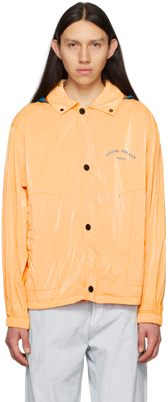 Stone Island: Orange Prismatico Jacket | SSENSE
