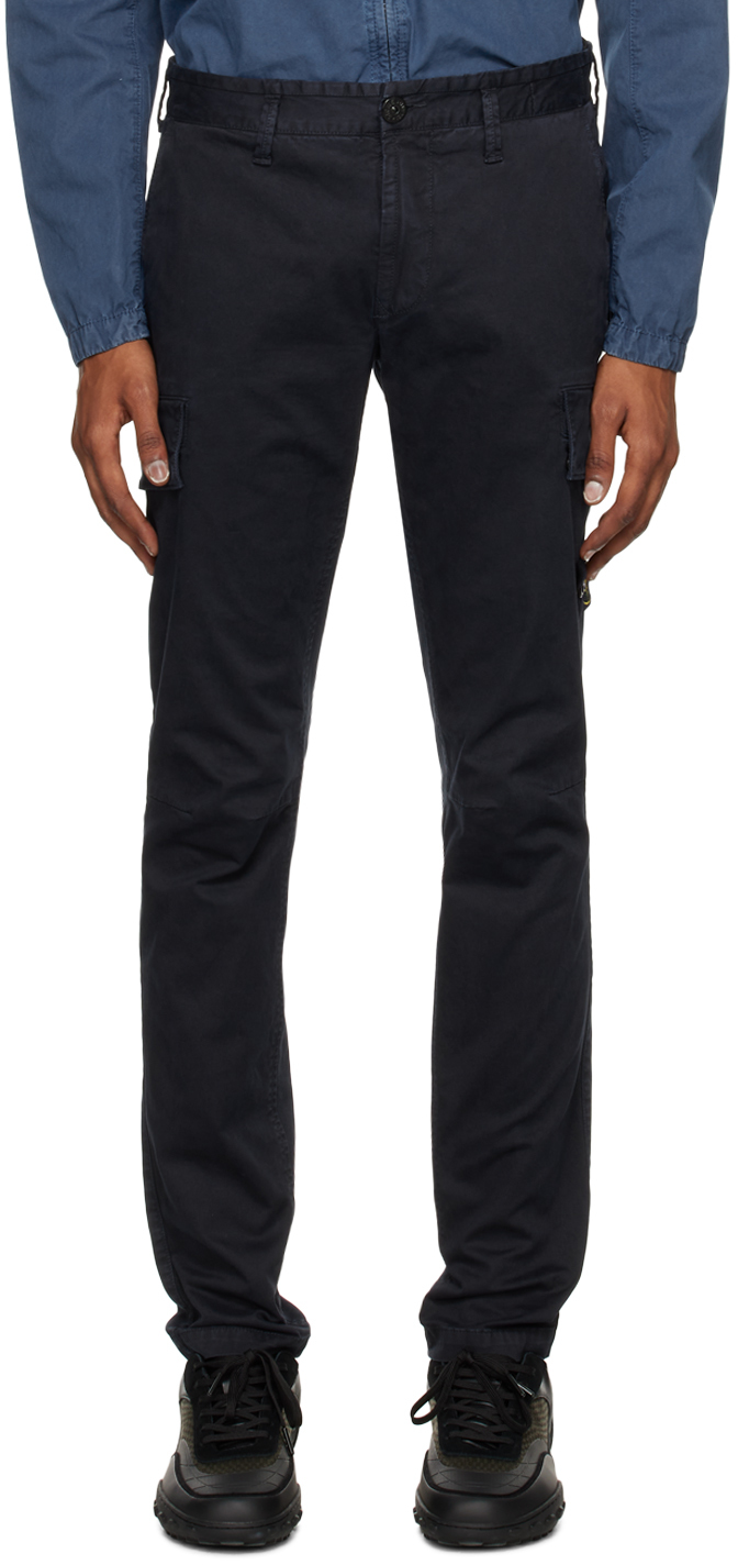 Shop Stone Island Navy Patch Cargo Pants In A0120 Navy Blue