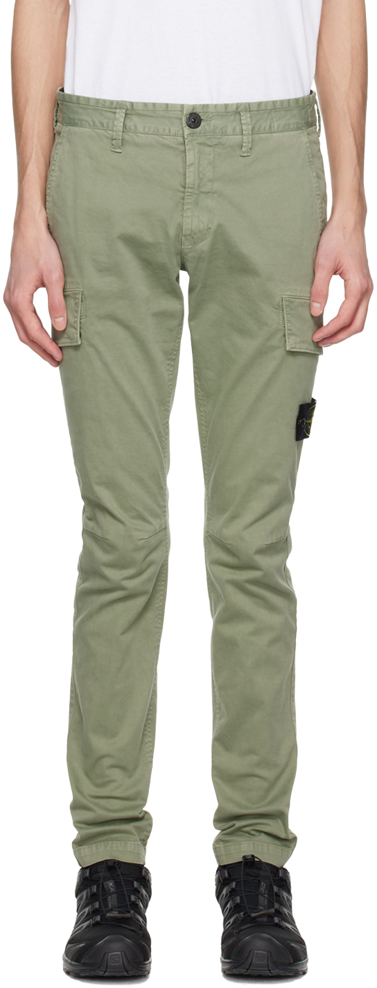 Stone Island Green Patch Cargo Pants In V0155 Sage