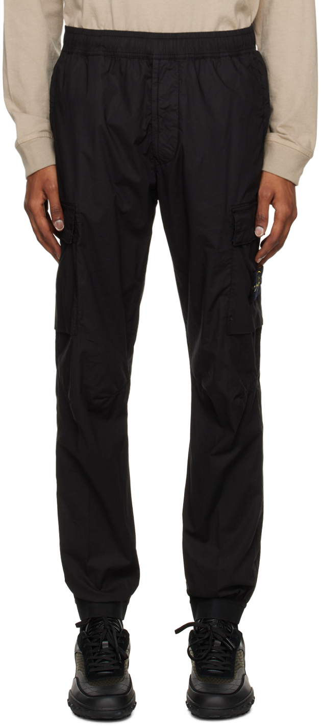 Stone Island Black Patch Cargo Pants In A0029 Black