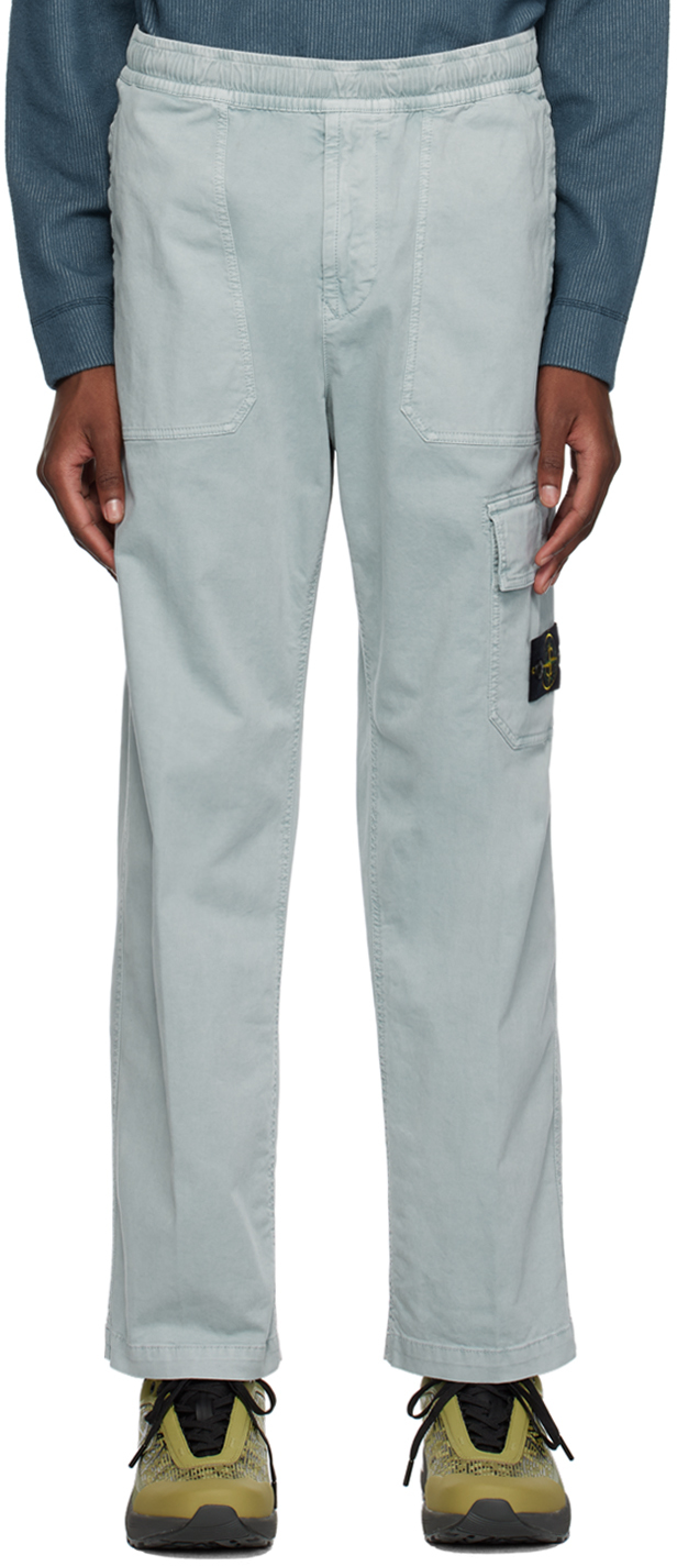Stone Island Blue Old Treatment Cargo Pants In V0141 Sky Blue