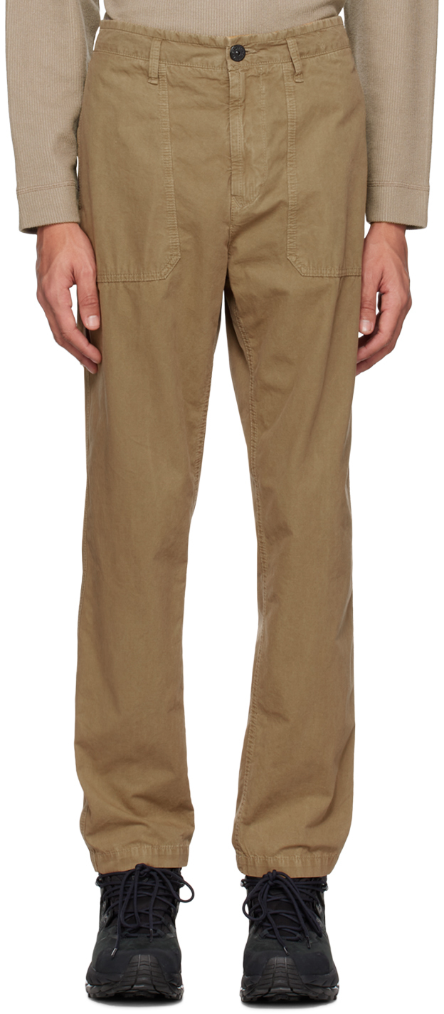 Stone Island Beige Old Treatment Trousers In V0198 Dark Beige
