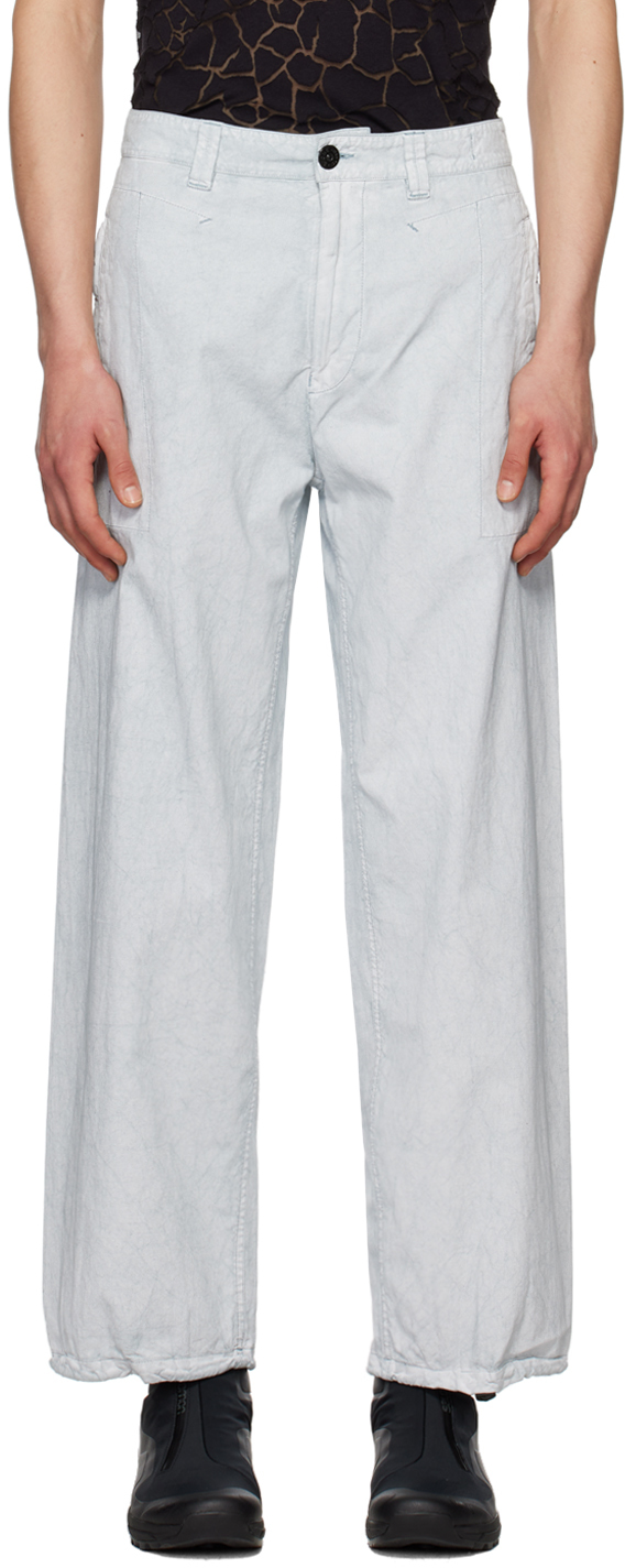 Stone Island Blue Garment-dyed Trousers In V0041 Sky Blue