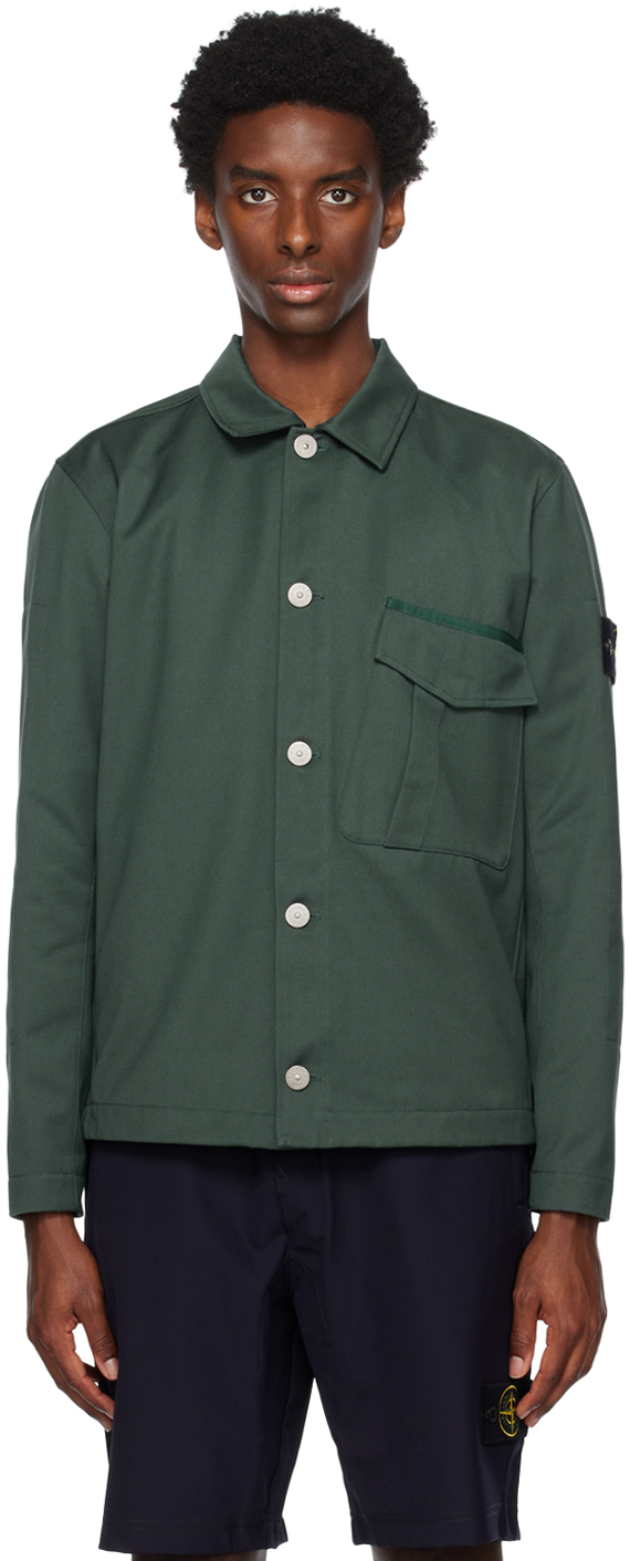 Stone Island: Green Button Jacket | SSENSE