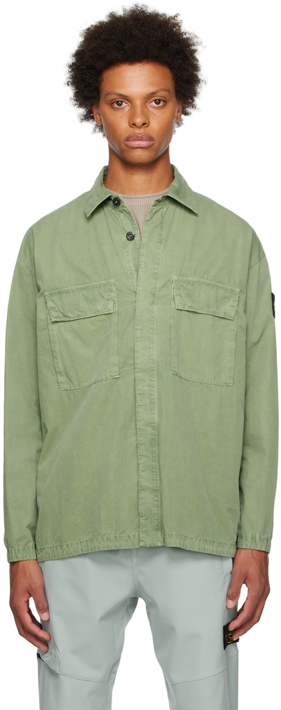Stone Island Green Old Treatment Shirt In V0155 Sage