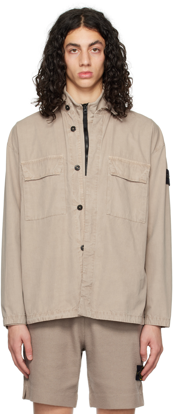Stone Island Taupe Old Treatment Shirt In V0192 Dove Grey