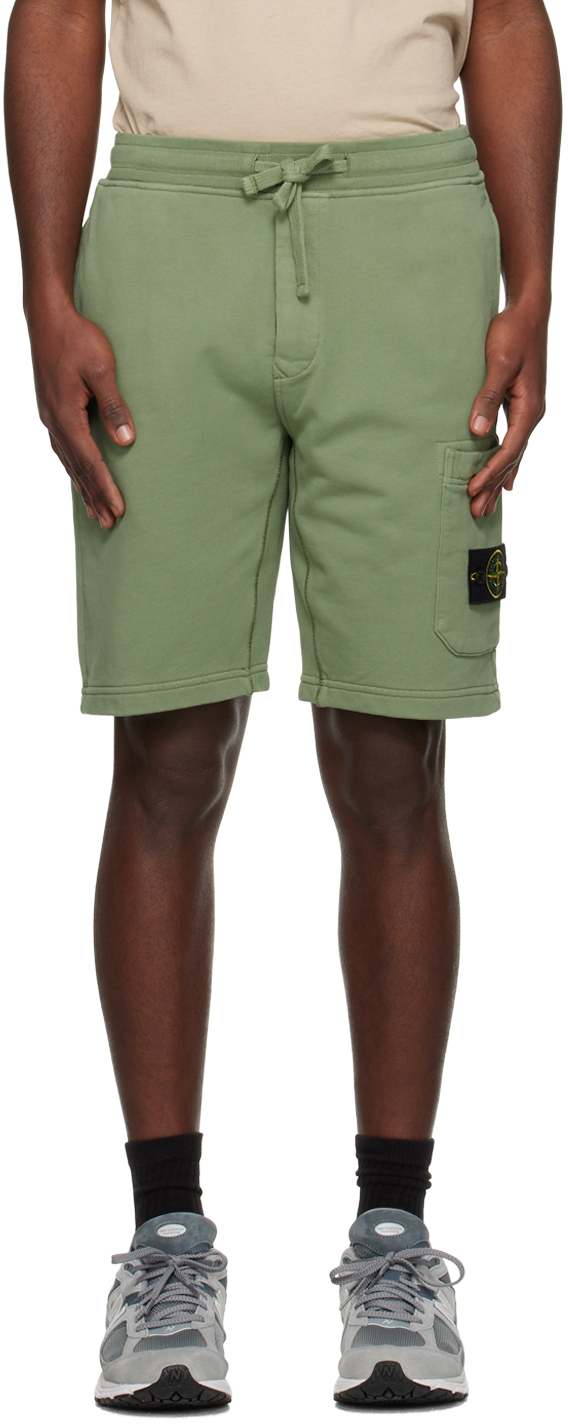 Stone Island Drawstring Logo Patch Shorts In V0055 Sage