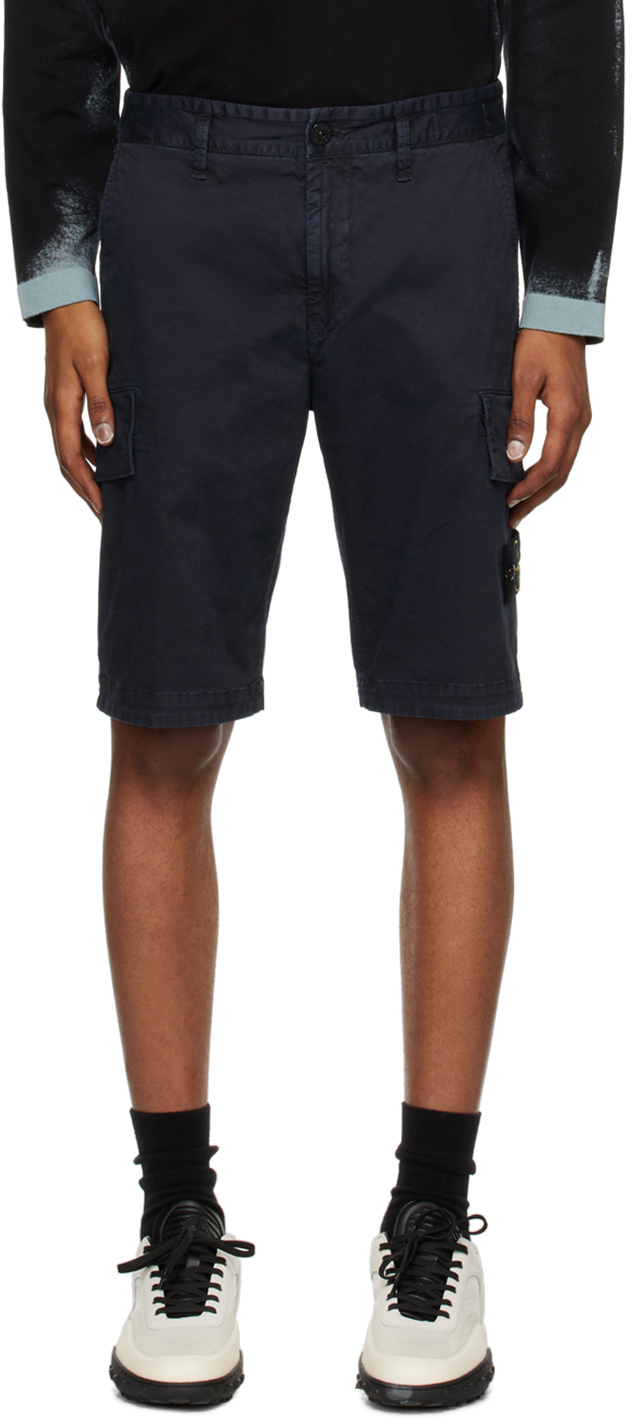 Stone Island Navy Patch Shorts In A0120 Navy Blue