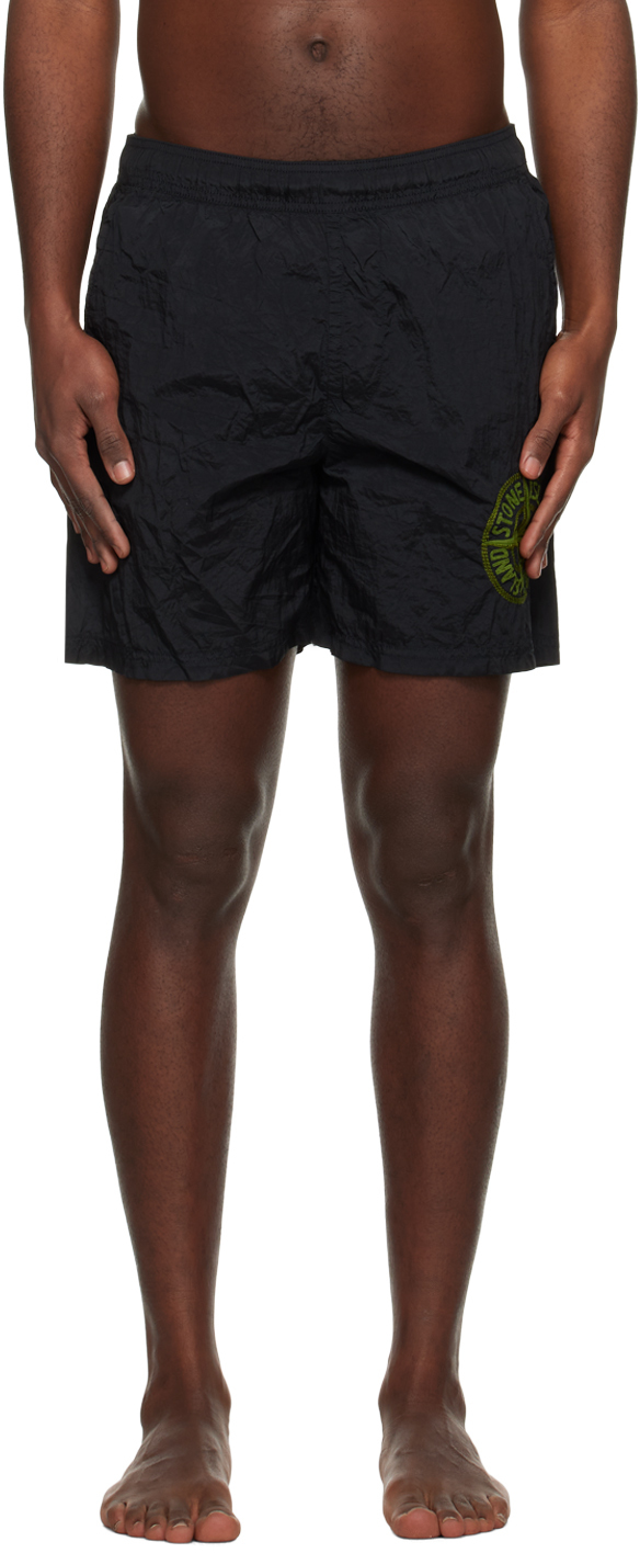Stone Island Compass-embroidered Track Shorts In V0029 Black