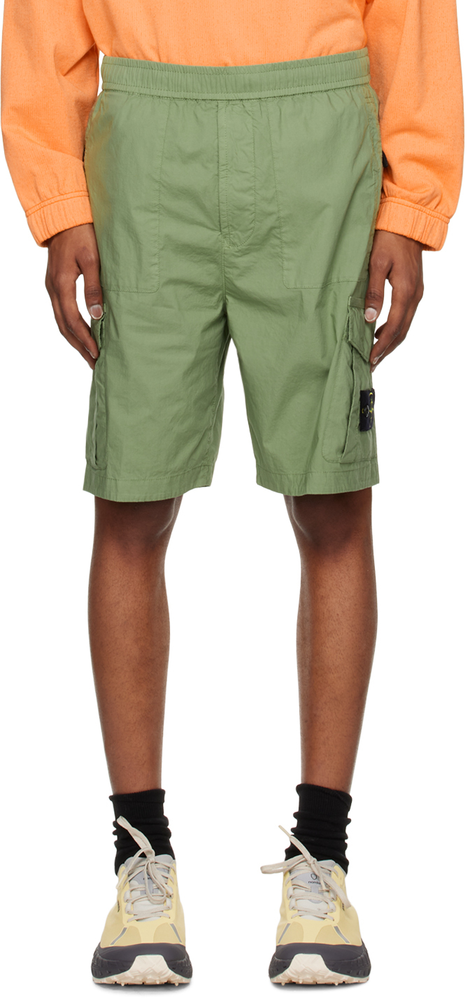 Stone Island: Green Patch Shorts | SSENSE