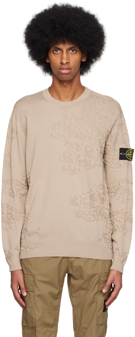 Kroniek knoflook Kolibrie Stone Island: Beige Textured Sweater | SSENSE