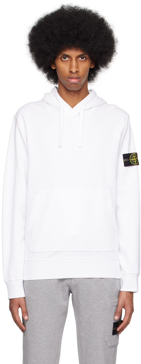 Stone Island White Patch Hoodie In A0001 White
