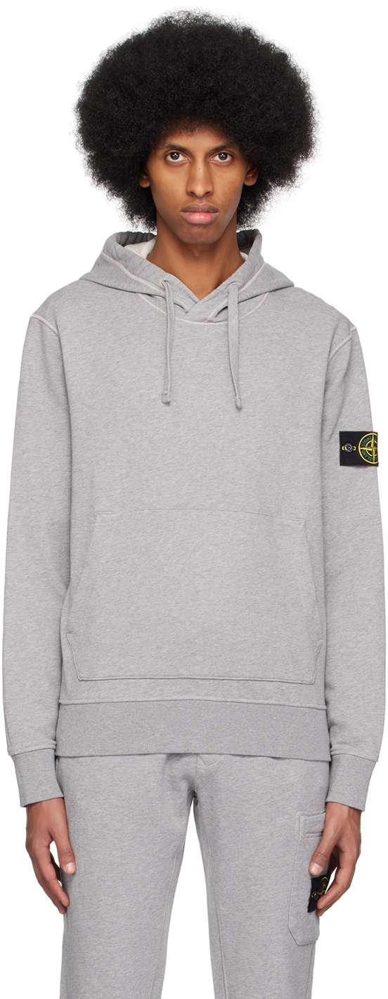 Stone Island Gray Patch Hoodie In A0m64 Melange Grey