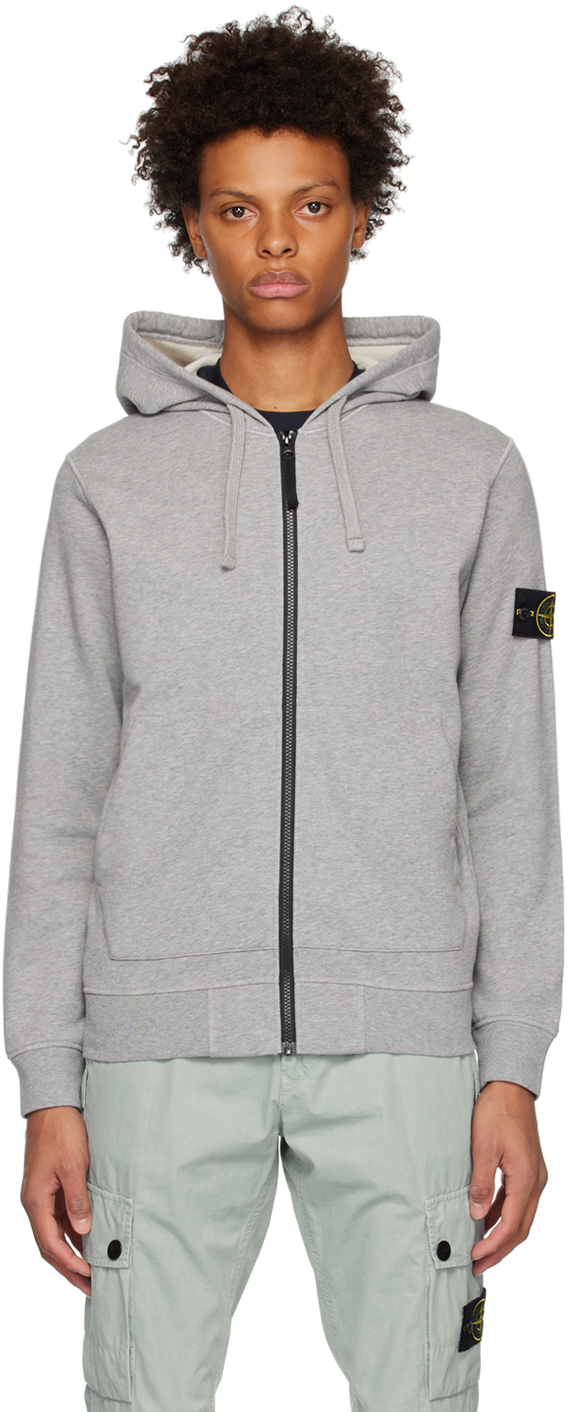 Stone Island: Gray Patch Hoodie | SSENSE