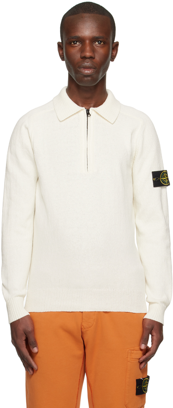 Stone Island White Patch Sweater In V0001 White