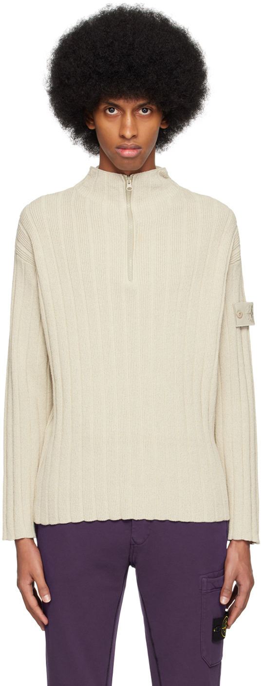 Stone Island Beige Half-zip Sweater In V0090 Beige