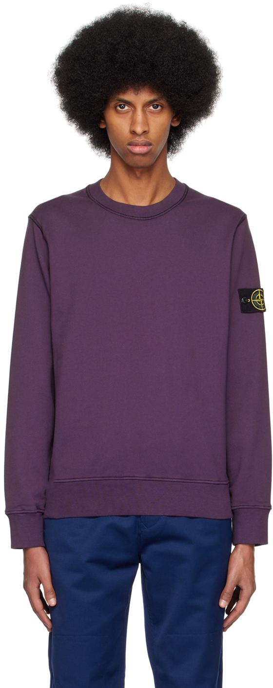 Stone Island: Purple Crewneck Sweatshirt | SSENSE