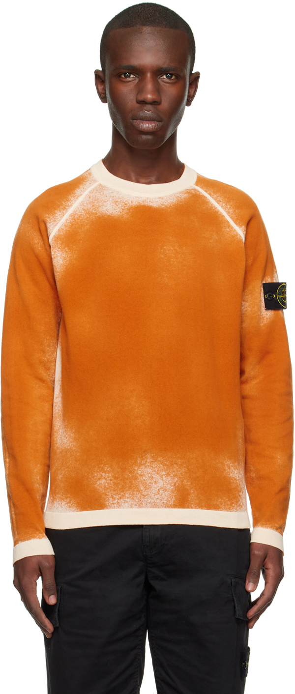 Stone Island Orange Raglan Sweatshirt In V0073 Sienna