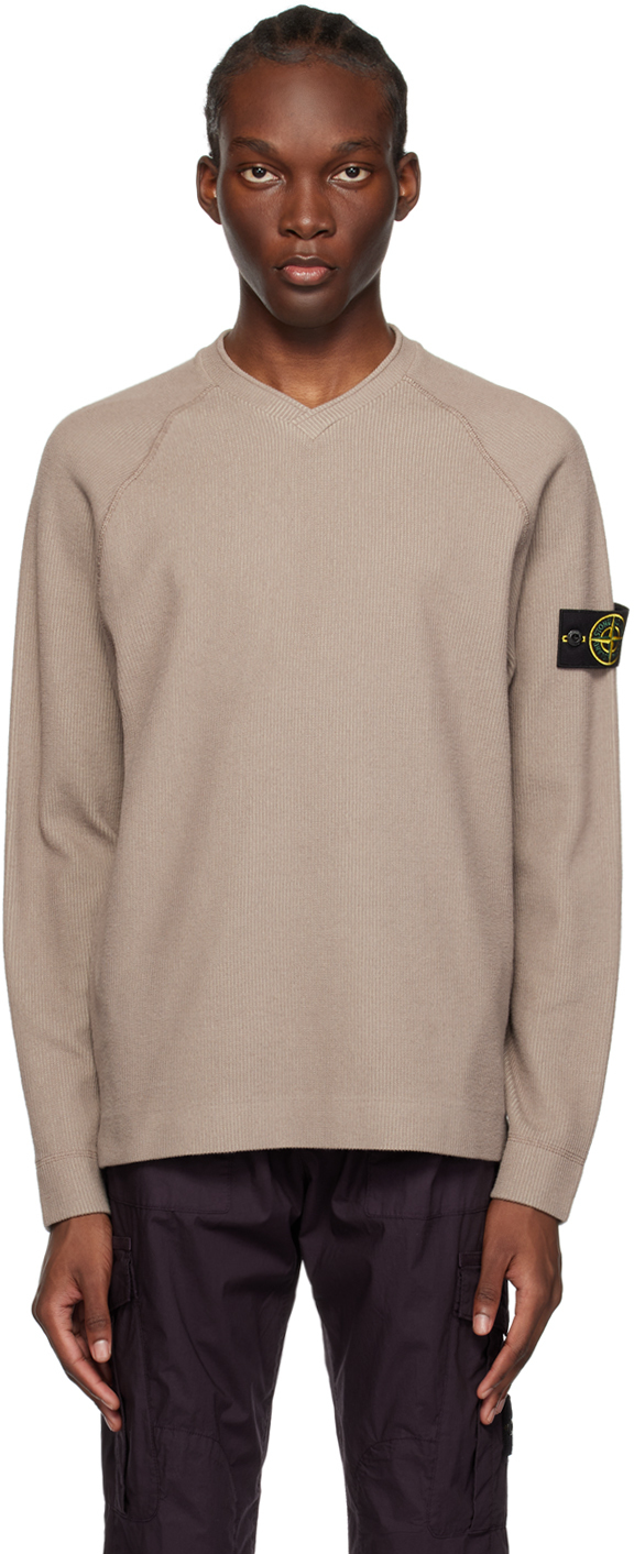 Taupe Raglan Sweater In V0092 Dove Grey