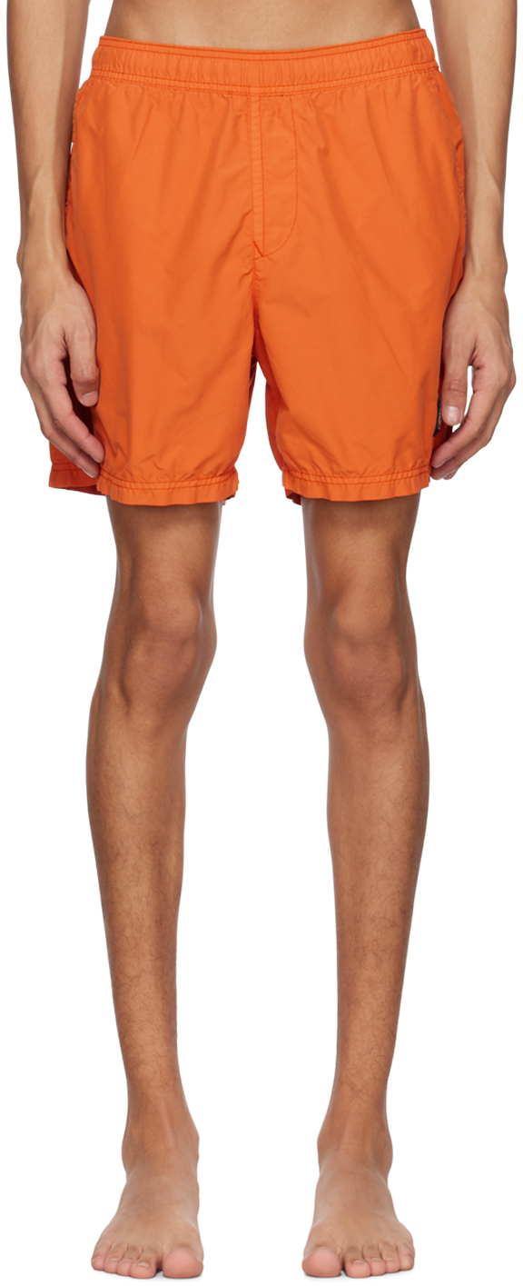 Stone Island Logo-patch Mini Shorts In Orange