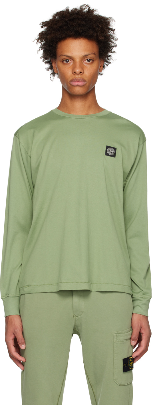 STONE ISLAND GREEN PATCH LONG SLEEVE T-SHIRT