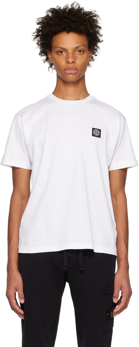 Shop Stone Island White Patch T-shirt In A0001 White