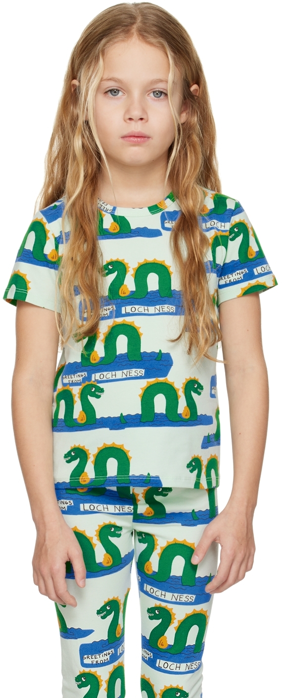 Shop Mini Rodini Kids Blue Loch Ness T-shirt In 75 Green