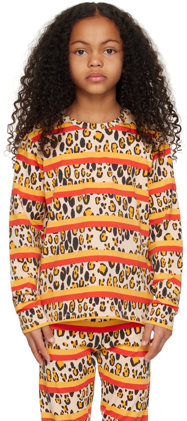 Mini Rodini Kids Multicolor Leopard Stripe Long Sleeve T-shirt In 00 Multi