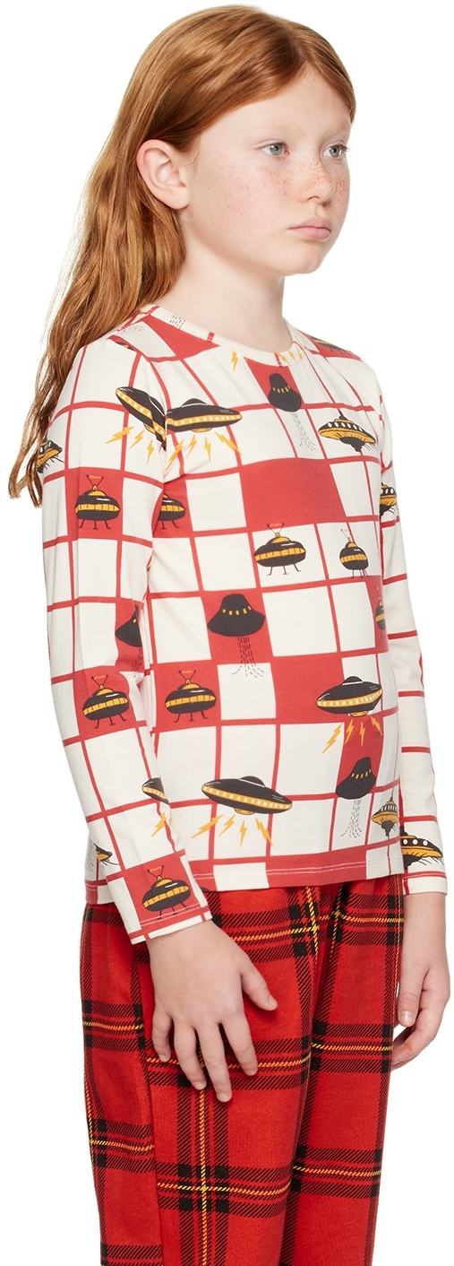 Shop Mini Rodini Kids Red Ufo Long Sleeve T-shirt In 42 Red