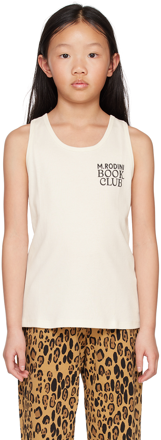 Mini Rodini Kids Off-White 'Book Club' Tank Top