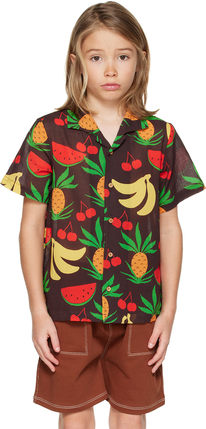 Kids Brown Fruits Shirt by Mini Rodini | SSENSE