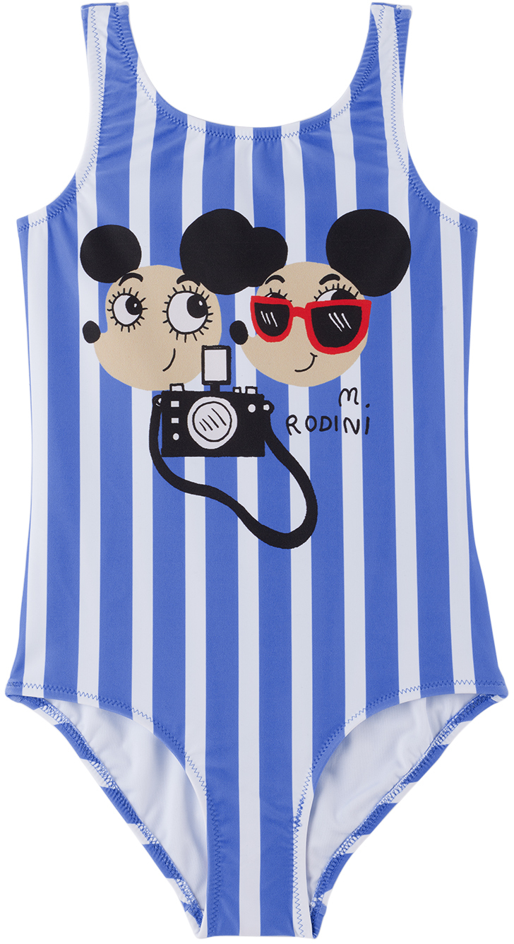 Mini Rodini Cartoon-print Swimsuit In Blue