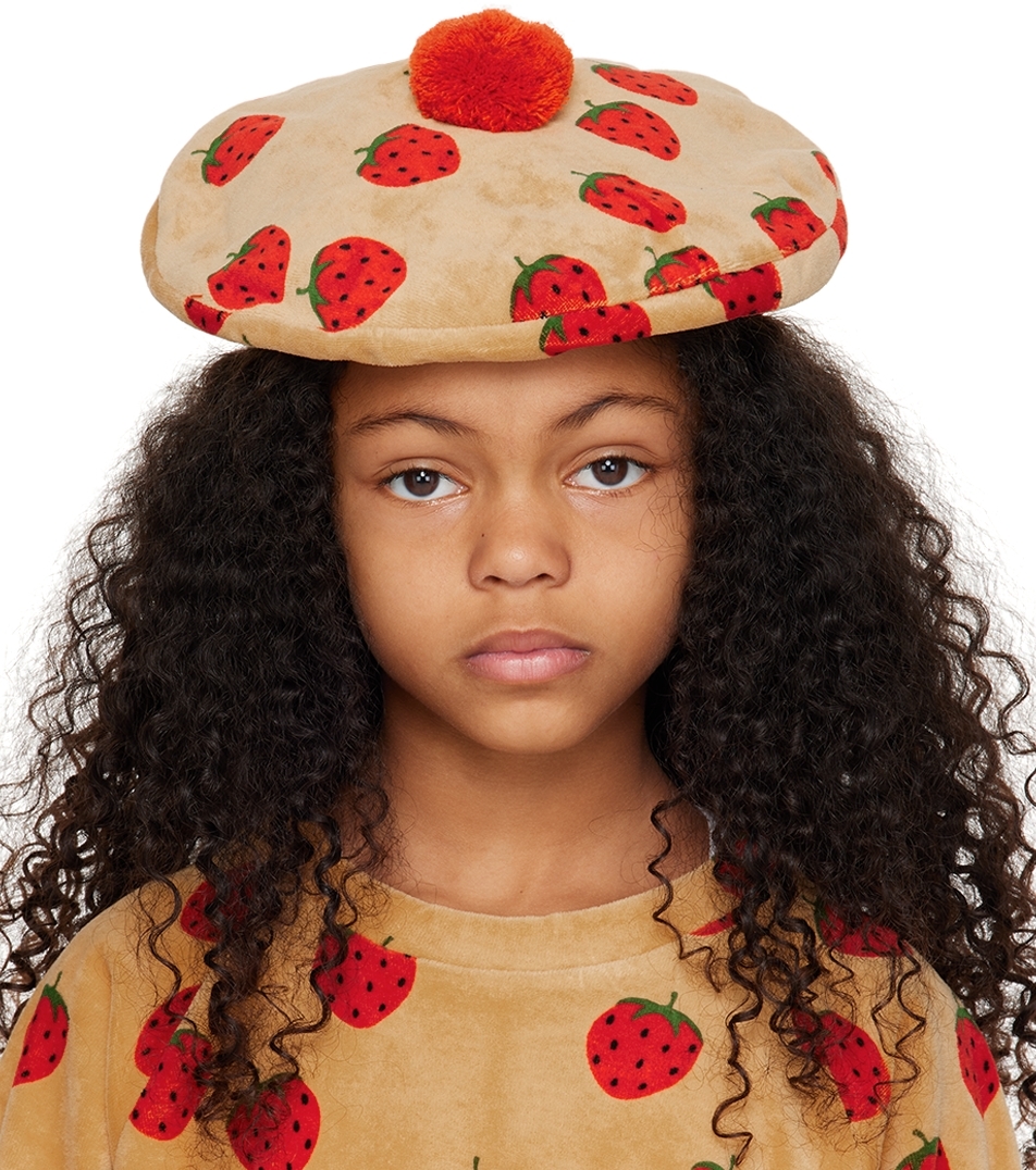 Mini Rodini Kids Beige Strawberries Beret